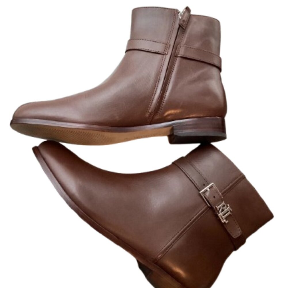 Lauren Ralph Lauren Women's Brooke Leather Heel Booties 10B - D05 - Picture 3 of 4